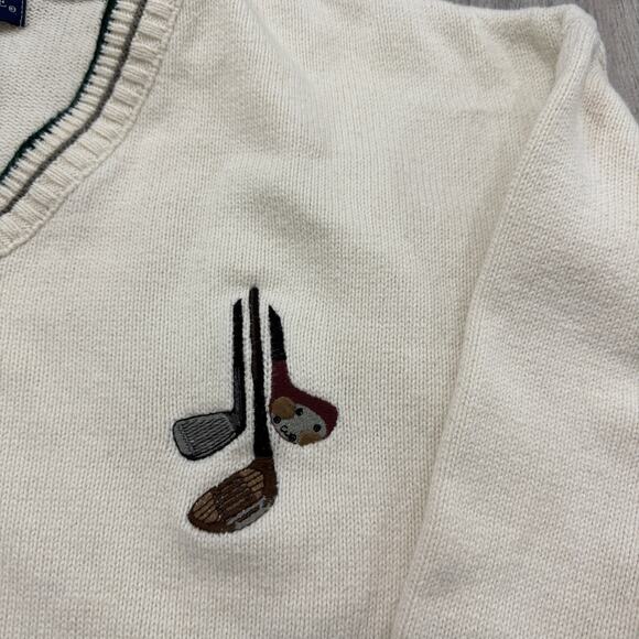 Vintage Pinnacle Golf Sweater Men's Extra Large XL Cream 90s Golfing USA Made - Picture 3 of 8